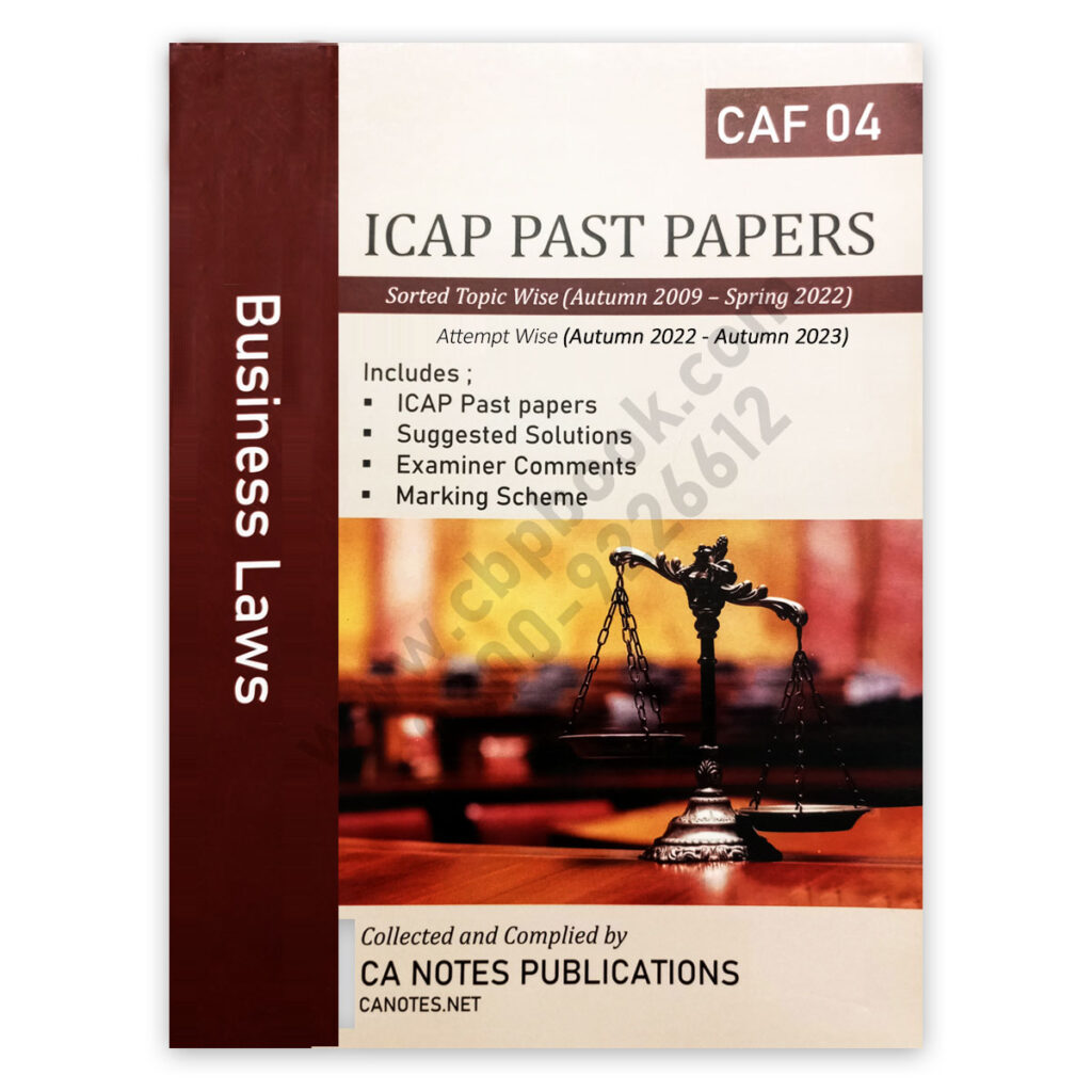 CA CAF 4 Business Law ICAP Past Papers Spring 2024 – CA Notes – CBPBOOK