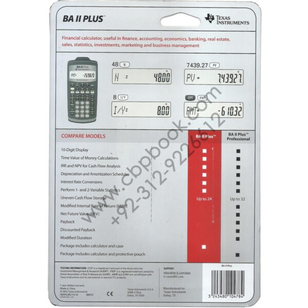 Texas Instruments Financial Calculator BA II Plus Financial – CBPBOOK