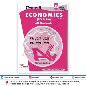 A Level Economics P3 & P4 Topical Solution 2026 Edition by REDSPOT Publishing for Cambridge International Economics 9708 with worked solutions and all variants from 2017 to 2025.