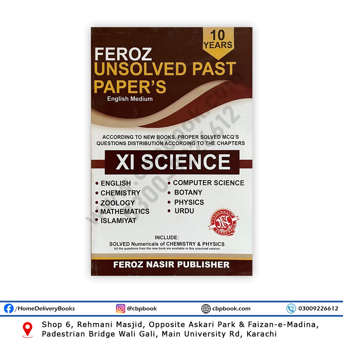 10 Years Unsolved Past Papers Class 11 Science Group 2025 Edition English Medium by Feroz Nasir Publishers – Includes 2025 Papers, Chapter-wise MCQs and Questions