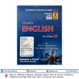Faridi's English Class 12 book according to new syllabus with summaries, MCQs, grammar, essays, and reading comprehension by Prof. Dr. Abdul Samad Noor Saharnpuri & Prof. Muhammad Wasif Khan.